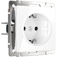 Розетка с заземлением без рамки Werkel 1-м. белый матовый картинка